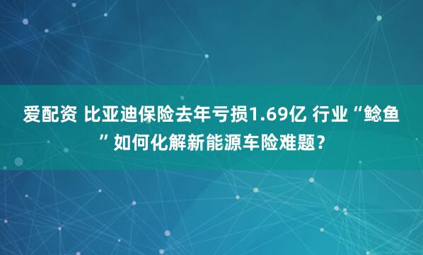 爱配资 比亚迪保险去年亏损1.69亿 行业“鲶鱼”如何化解新能源车险难题？